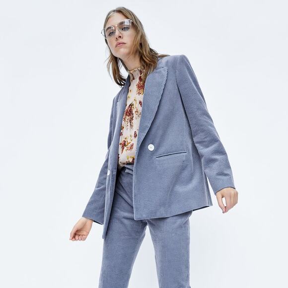 Zara Corduroy Double Breasted Blazer - Picture 1 of 8